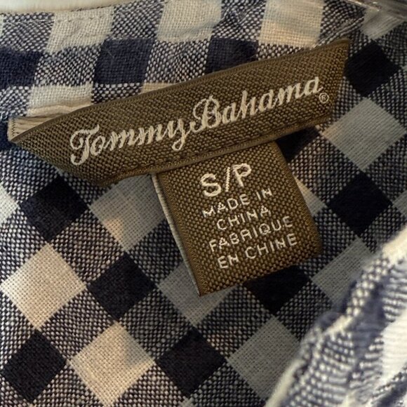 Tommy Bahama Gingham Mini Linen Shift Dress Blue Plaid Pockets Small - Picture 8 of 10